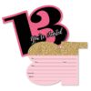 Big Dot of Happiness Chic 13th Birthday - Pink, Black and Gold - Shaped Fill-In Invitations - Birthday Party Invitation Cards with Envelopes - Set of 12 43 71nD0lv7BL