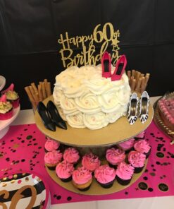 Gold Glitter Happy 60th Birthday Cake Topper,Hello 60, Cheers to 60 Years,60 & Fabulous Party Decoration 31 71nDClD8GkL