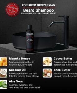Polished Gentleman Beard Shampoo and Conditioner Set - Refreshing Beard Moisturizer & Mustache Softener - Beard Thickener with Tea Tree & Growth Oil - Paraben-Free & Sulfate-Free - Made by USA (4Oz) 4 Fl Oz (Pack of 2) 23 71nDGnoJJL