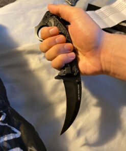 Snake Eye Tactical Everyday Carry Spring Assist Style Folding Pocket Knife EDC (Black) Black 38 71nDjzvN6IL