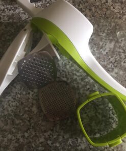 RSVP International (SPUD) Potato Ricer, White/Green | Mash Potatoes, Fruits, Vegetables & More | Includes Medium & Coarse Plates | Pot Resting Extension | Dishwasher Safe 27 71nES42km0L