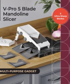 Alternative view of Mueller V-Pro 5-Blade Mandoline Slicer for Kitchen, Adjustable with Foldable Stand, Fruit, Vegetable Chopper, Cheese Grater, Fast Meal Prep, Dishwasher Safe, White