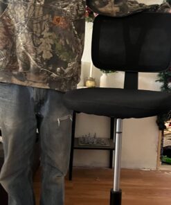 Amazon Basics Mid-back Mesh Office Drafting Chair Stool with Adjustable Footrest, Black No Arms 53 71nEsng9L