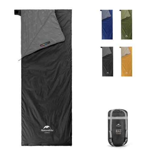 Naturehike Ultralight Sleeping Bag - Envelope Lightweight Portable, Waterproof, Comfort with Compression Sack - Great for 3 Season Traveling, Camping, Hiking Black