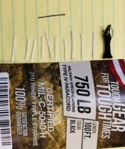TOUGH-GRID Premium 750lb Paracord 100% Nylon Type IV Mil-Spec Parachute Cord - Certified MIL-C-5040H - UV/Abrasion Resistant - Heavy Duty Strands - Made in USA and Used by US Military Black 100Ft. (Coiled in Bag) 34 71nG3PovzlL