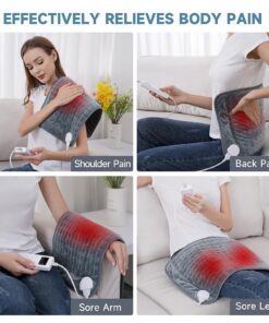 Heating Pad for Back Pain Relief, ZUODUN Electric Heating Pads for Cramps with Auto Shut Off & 6 Heat Levels, Moist Heat Therapy, Machine Washable, LED Controller, Gifts for Women, Men Gray-12 x 24 Inch 30 71nG7EKs7RL