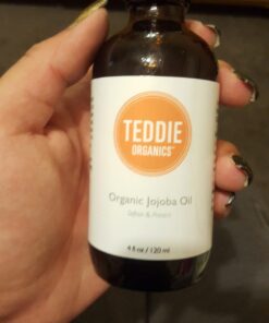 Teddie Organics Golden Jojoba Oil 100% Pure Organic Cold Pressed and Unrefined 4oz - Natural Moisturizer for Face Hair and Sensitive Skin, Carrier Oil for Essential Oils 4 Fl Oz (Pack of 1) 47 71nHPozdPWL
