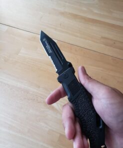 Smith & Wesson Border Guard 10in High Carbon S.S. Folding Knife with 4.4in Tanto Blade and Aluminum Handle for Tactical, Survival and EDC Partially Serrated Edge 59 71nHU2cHbL