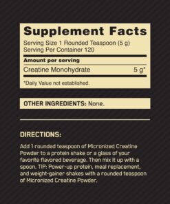 Optimum Nutrition Micronized Creatine Monohydrate Powder, Unflavored, Keto Friendly, 120 Servings (Packaging May Vary) 120 Servings (Pack of 1) 16 71nHZ0ShNcL 1