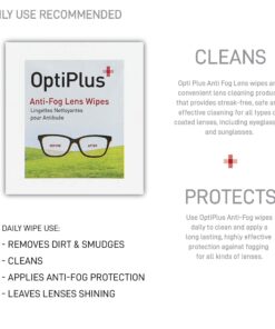 OptiPlus Anti Fog Lens Wipes l Pre-Moistened l Cleaning Wipes for Glasses, Unisex Adult Computer & Laptops/Watch Screens, Smart Phones, Optical Lens, Goggles l Quick-Dry & Scratch-Free l 100 Count 20 71nHgVjwZL