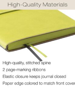 Global Printed Products Pocket Journal Notebook 4.25"x5.75" with Elastic Closure Leather Material (Green/Black) 6 71nIHSLc GL