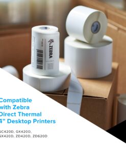 Zebra 2.25 x 1.25 in Direct Thermal Polypropylene Labels PolyPro 4000D Permanent Adhesive Shipping Labels 1 in Core 6 rolls 10031644SP 11 71nJLRezOqL