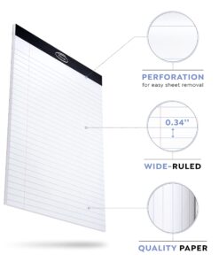Alitte Legal Notepads 8.5 x 11, Pack of 12 - Perforated Wide Ruled Writing Pad - Premium Thick Paper, No Ink Bleeding - Blank Legal Pads For Home, Office, School, Business - 50 Sheets Per Notebook 12 Pack White 9 71nJNCQLtKL
