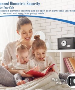 BARSKA AX11620 Biometric Fingerprint Mini Security Home Safe Box 0.29 Cubic Ft, Black, 12" x 8" x 7.75" Front Opening Compact 0.23 CU FT 24 71nKEYA p0L