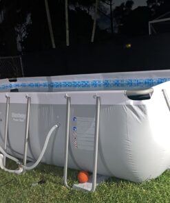 Bestway Power Steel 18' x 9' x 48" Rectangular Metal Frame Above Ground Outdoor Swimming Pool Set with 1,500 GPH Filter Pump, Ladder, and Pool Cover 18' x 9' x 48in 28 71nKLrohxbL