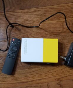 Meer Mini Projector,Portable Movie Projector,Smart Home Projector,Neat Projector for iOS,Android,Windows,PS5,Laptop,TV-Stick,Compatible with HDMI,USB,Audio,TF Card,AV and Remote Control YG300 48 71nKTewRiNL