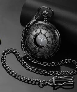 MJSCPHBJK Vintage Pocket Watch for Men Roman Numerals Scale Quartz Pocket Watches with Chain for Xmas Fathers Day Gift Black 15 71nLDKOy7yL
