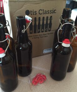 Otis Classic Swing Lid Glass Bottles with Lids Flip Stoppers for Second Fermentation Kombucha Water Kefir Brewing Beer Set of 6 16 oz Amber Amber - Plastic Lids 42 71nNHa7924L