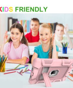 iPad Mini 5 Case, iPad Mini 4 Case, Hybrid Three Layer Armor Shockproof Rugged Drop Protection Cover Case Built with Kickstand for iPad Mini 4/5 7.9 Inch Rose gold+Gray 31 71nPUFYjQPL