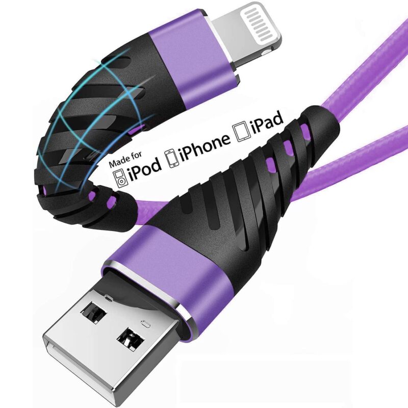 Long iPhone Charger Cable 6ft for [MFi Certified],(2 Pack) CyvenSmart 6 Foot Lightning Cable Fast Charging Cord 6 Feet for iPhone 11/11 Pro/11 Pro Max/XS/XS Max/XR/X/8/8 Plus/7/7 Plus-Light Purple Lavender 6 ft