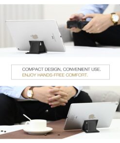 MoKo Phone/Tablet Stand, Foldable Tablet Holder Fits with iPhone 15/Pro/Plus/Pro Max, iPhone 12/12 pro Max/11/Xs Max, iPad Pro 11, iPad Air 4/Mini 6 2021, iPad 9th 10.2", Black Small Size 42 71nPtuk7aGL