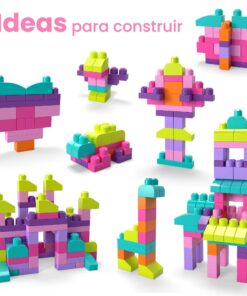 MEGA BLOKS Fisher-Price Toddler Block Toys, Big Building Bag with 80 Pieces and Storage Bag, Pink, Gift Ideas for Kids Age 1+ Years Pink Bag 22 71nQjyiV QL