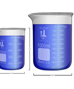 Glass Low Form Beaker Set with Magnetic Stir Bar Set, 5 Sizes - 50, 100, 250, 500, and 1L, 3.3 Borosilicate Glass, Karter Scientific 213A7 10 71nRD0jZKJL