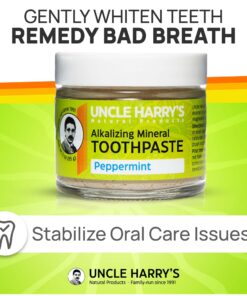 Uncle Harry's Peppermint Remineralizing Toothpaste | Natural Whitening Toothpaste Freshens Breath & Promotes Enamel | Vegan Fluoride Free Toothpaste 3 Ounce (Pack of 1) 25 71nRI40tQnL