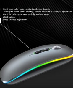 Alternative view of Heayzoki BT Wireless Mouse, Computer Mouse USB Cordless Mice, Type C Charging 2.4G Ergonomic Wireless Mouse with Colorful Light, for Windows PC for Phone (Dark Gray) Dark Gray