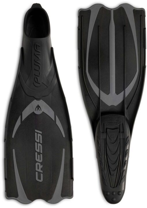 Cressi Adult Snorkeling Full Foot Pocket Fins Made with Advanced Technology - Pluma: Made in Italy EU 45/46 | US Man 11/12.5 | US Lady 12/13.5 Black/Silver