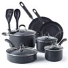 Cook N Home Pots and Pans Set Nonstick Professional Hard Anodized Cookware Sets 12-Piece, Dishwasher Safe with Stay-Cool Handles, Black 12 71nT 929fhL