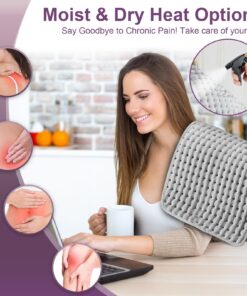 Heating Pad for Back Pain Relief Large 17 x 33, Electric Heated Pad Moist for Back Pain Muscle,Soft Heating Pads for Cramps, Abdomen, Waist, Neck, Shoulder with Heat Settings and Auto-Off (Gray) 17 x 33 Gray 26 71nTI7i0sNL