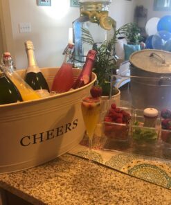 Oaklyn Large Clear Condiment Server Organizer on Ice with Containers and Lid – BPA-Free Serving Bar Compartments and Plastic Box Tray – Chilled Caddy Dispenser Set - Holds 80 oz Total 33 71nTNDuGkL