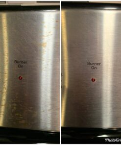 Cerama Bryte Combo Kit POW-R Grip, Scraper, Pad & Removes Tough Stains Cooktop and Stove Top Cleaner for Glass - Ceramic Surfaces, 10 Ounces, 4 Piece 45 71nTymKUOcL