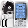 AUVON Dual Channel TENS EMS Unit 24 Modes Muscle Stimulator for Pain Relief, Rechargeable TENS Machine Massager with 12 Pads, ABS Pads Holder, USB Cable and Dust-Proof Storage Bag A Sliver 3 71nUvGd8RNL