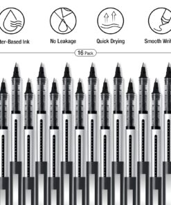 Alternative view of Rollerball Pen Fine Point Pens: 16 Pack 0.5mm Black Gel Liquid Ink Pens Extra Thin Fine Tip Pens, Rolling Ball Point Writing Pens for Note Taking, Signature, Journal, Office/Stationary Supplies