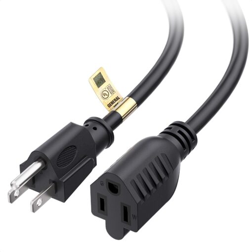 Cable Matters 16 AWG Heavy Duty Power Extension Cord 25 ft, UL Listed (Power Cord Extension / 3 Prong Extension Cords, NEMA 5-15P to NEMA 5-15R) 25 Feet Black 1