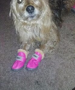 WINSOON Dog Australia Boots Pet Antiskid Shoes Winter Warm Skidproof Sneakers Paw Protectors 4-pcs Set (Size 4, Pink) Size 4 41 71nWcFegTL