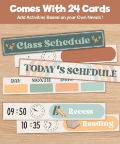 Godery Boho Daily Schedule Pocket Chart for Classroom with 24 Cards,Welcome Back to School Classroom Decorations, White Boho-white 13 71nXV5U1zAL