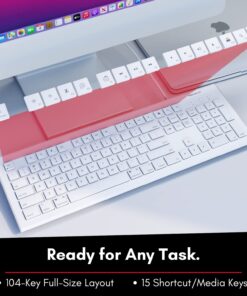 Macally Full Size USB Wired Keyboard for Mac and PC - Plug & Play Wired Computer Keyboard - Compatible Apple Keyboard with 15 Shortcut Keys for Easy Controls & Navigation of Macbook Pro/Air, iMac Wired USB 20 71nXmmzcNXL