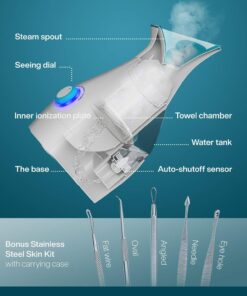Alternative view of NanoSteamer Large 3-in-1 Nano Ionic Facial Steamer with Precise Temp Control - Humidifier - Unclogs Pores - Blackheads - Spa Quality - Bonus 5 Piece Stainless Steel Skin Kit (Teal) Teal
