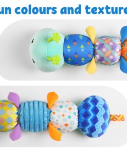 LIGHTDESIRE Baby Toys Musical Caterpillar,Infant Toys Stuffed Animal Toys with Ruler Design and Ring Bell,Baby Teething Toys for Tummy Time Newborn Boys Girls 0 3 6 12 Months(Blue) Blue With Teether 10 71nYpY8n5HL