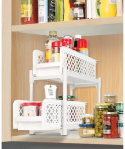 Ideaworks Two-tier Under Sink Sliding Shelf, White, standard, (TV7465) 13 71nZi4scWzL