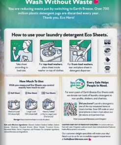 Earth Breeze Laundry Detergent Sheets - Fresh Scent - No Plastic Jug (60 Loads) 30 Sheets, Liquidless Technology… Fresh Scent, 1 Pack 22 71naA7BQouL