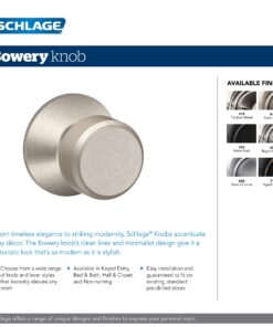 Alternative view of Schlage F51A BWE 622 GSN Bowery Door Knob with Greyson Trim, Keyed Entry Lock, Matte Black
