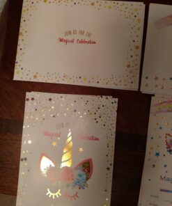 T-Antrix 24 Pcs Unicorn Invitations with 24 Envelopes, Double Sided Rainbow Glitter Unicorn Birthday Party Invitation Cards for Kids Birthday Baby Shower Unicorn Party Supplies 45 71naGwj9tsL