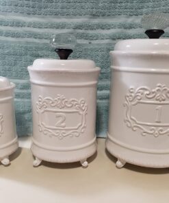 Mud Pie Kitchen Canister (Set of 3), White Set of 3 40 71naHciAsyL