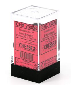 Polyhedral 7-Die Translucent Dice Set - Smoke with Red 10 71naOd6NItL