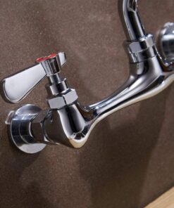 Kitchen Faucet Wall Mount Commercial Sink Faucet Kitchen Utility Laundry 8 Inch Swivel Spout 2 Dual Handle Restaurant Chrome Mixer Tap 22 71naa7fLlLL