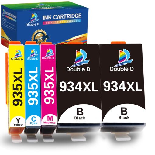 DOUBLE D 934 and 935 Ink Cartridges Compatible Replacement for HP 934XL 935XL for HP Officejet Pro 6830 6230 6815 6835 6812 6820 6220 6810 Printers (2 BK,1 C,1 M,1 Y, 5Pack) 5 Pack